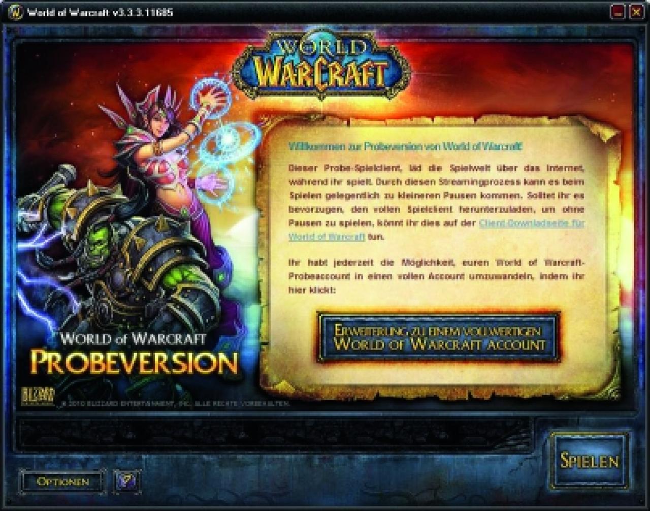 [20/10/2010] Möchten Sie Ihren Test-Account in eine Vollversion umwandeln, springt Ihnen diese Option quasi immer und überall ins Auge - auch im Launcher, der erscheint, wenn Sie das Spiel starten.
