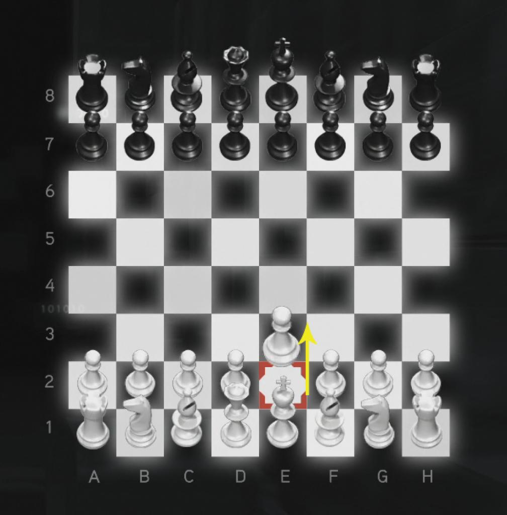 [16/11/2010] Assassin's Creed: Brotherhood Komplettlösung: Glyphen-Rätsel Nr. 1: Mit dem Volk, das sich vom Souverän trennt, ist natürlich der Bauer über dem König auf E2 gemeint. Stellt ihn auf E4 und das Schachrätsel ist gelöst.
