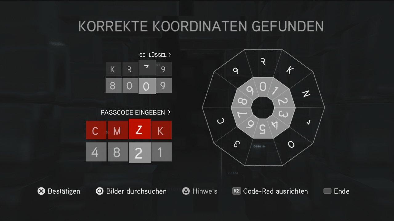 [16/11/2010] Assassin's Creed: Brotherhood Komplettlösung: Glyphen-Rätsel Nr. 7: Die fehlenden Symbole auf der Codescheibe sind M und Z, womit sich der gezeigte Code ergibt.