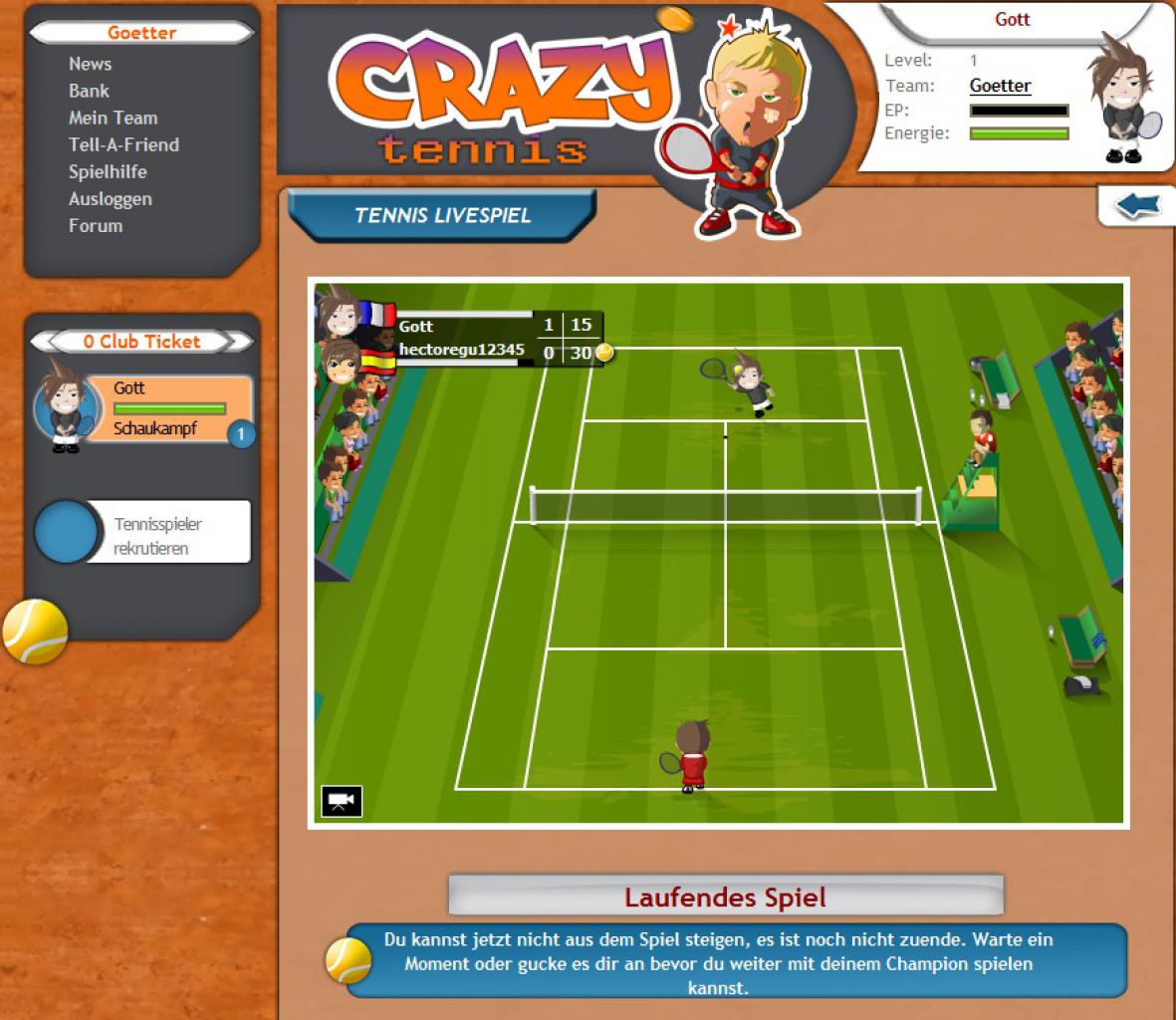 [17/11/2010] Das aktuelle Tennismatch von Crazy Tennis lässt sich sogar in voller Länge anschauen (Dauer circa 3 Minuten).