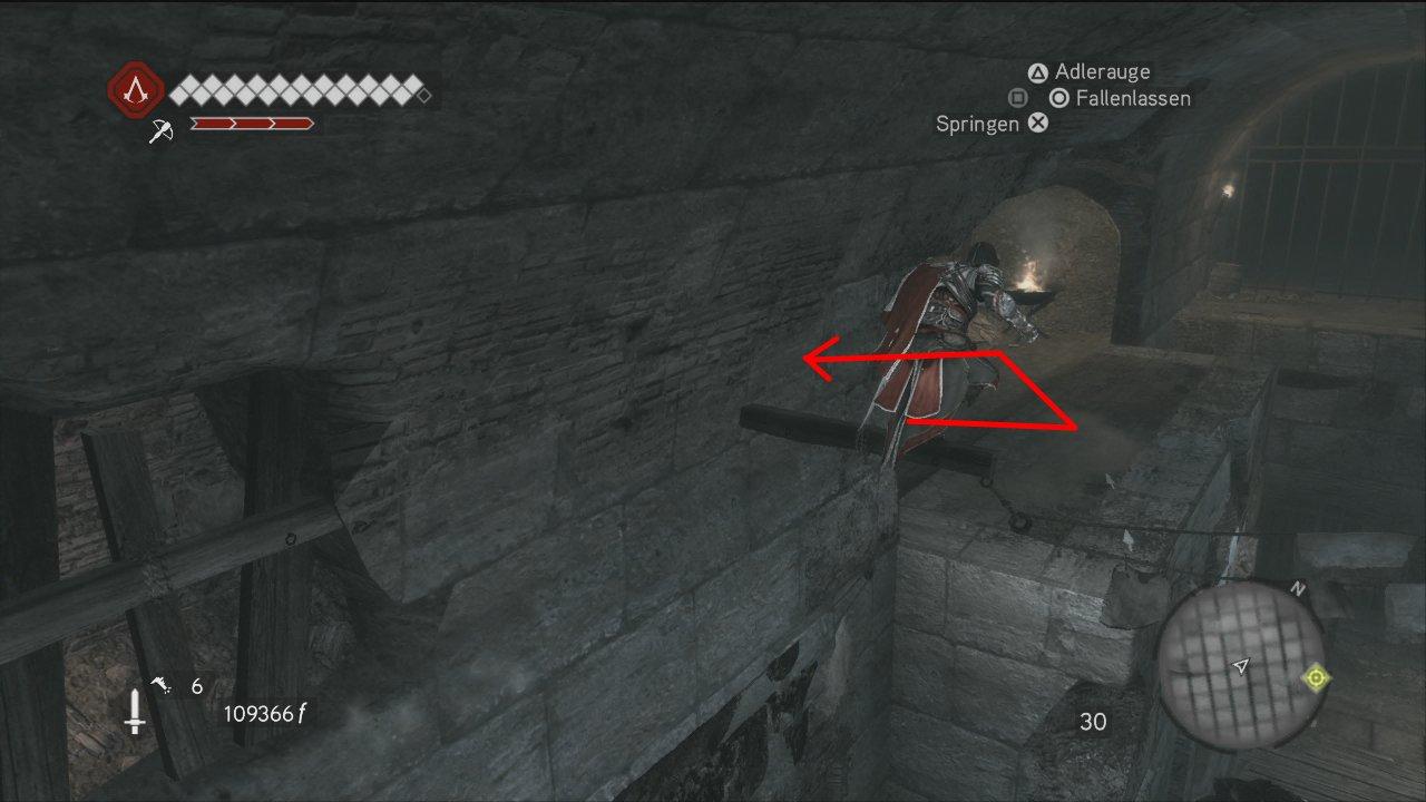 [16/11/2010] Von dem Vorsprung aus gelangt ihr den Gang hinter der Mauer. Folgt diesem.