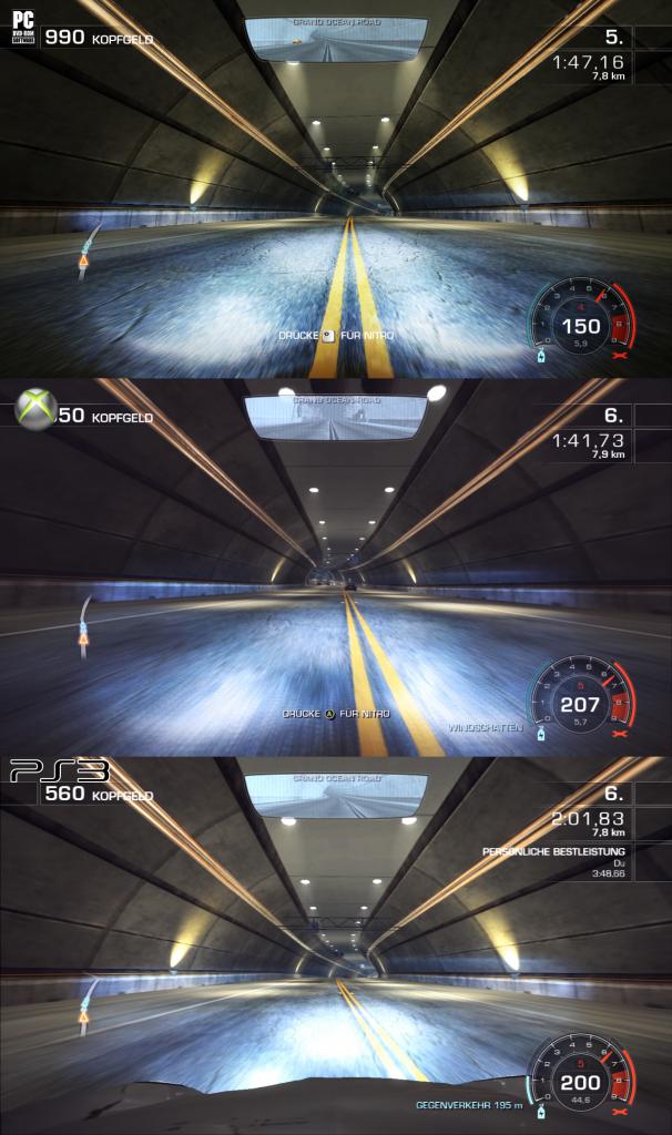 [10/11/2010] Need for Speed: Hot Pursuit im Grafikvergleich. PC (oben) gegen Xbox 360 (Mitte) und Playstation 3 (unten). Welche Version gefällt Ihnen am besten? (5)