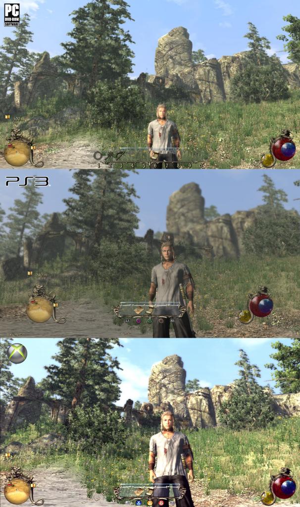 [05/11/2010] Two Worlds 2 im Grafikvergleich. PC (oben) gegen Playstation 3 (Mitte) und Xbox 360 (unten).