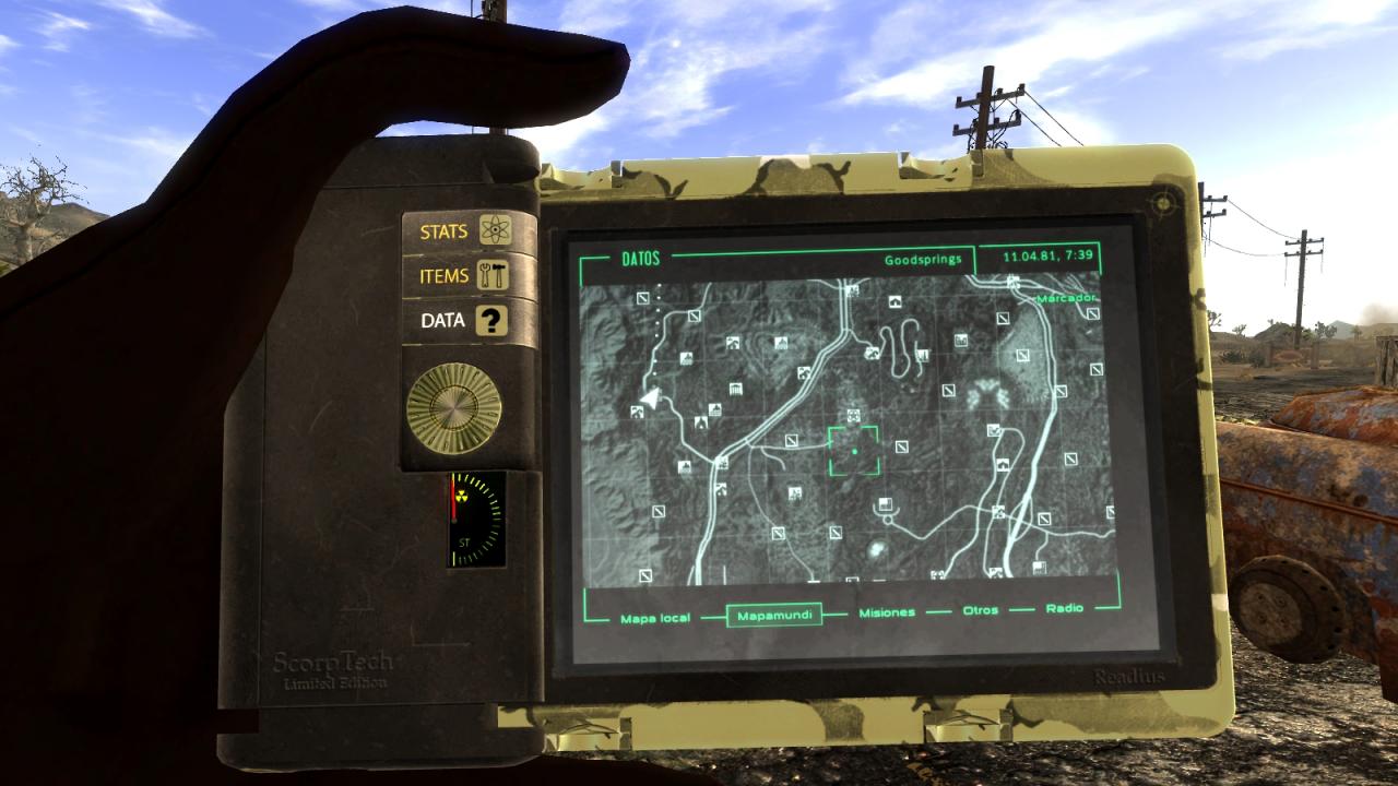 [01/12/2010] Fallout New Vegas-Mods - Official Pipboy Readius - New Vegas Edition bringt ein neues Design für Ihren Taschencomputer.