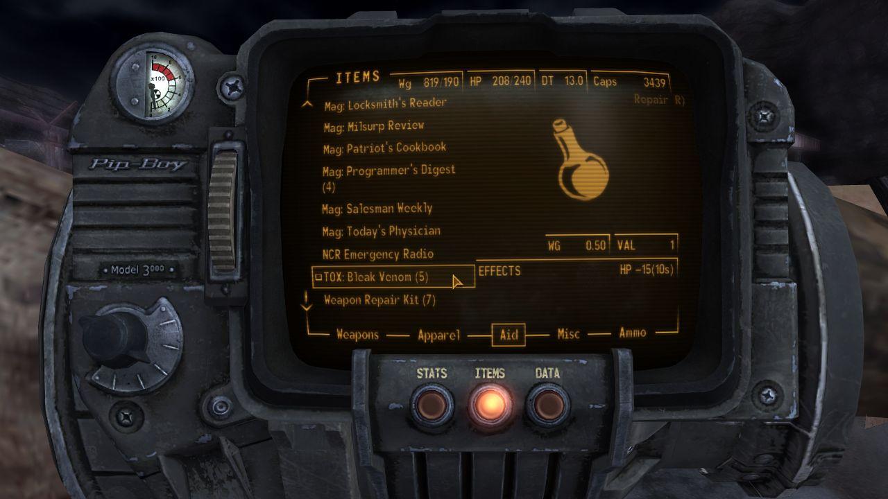 [01/12/2010] Fallout New Vegas-Mods - Inventory Sorter kümmert sich um Ordnung in Ihrem Inventar.