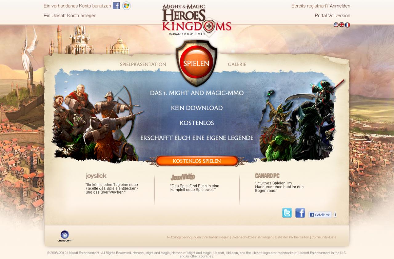 [14/12/2010] Platz 3: Might & Magic Heroes Kingdoms konnte sich mit 50 erhaltenen Votes einen Platz auf dem Siegertreppchen sichern. Der Stimmenanteil beträgt 10,1 Prozent.
