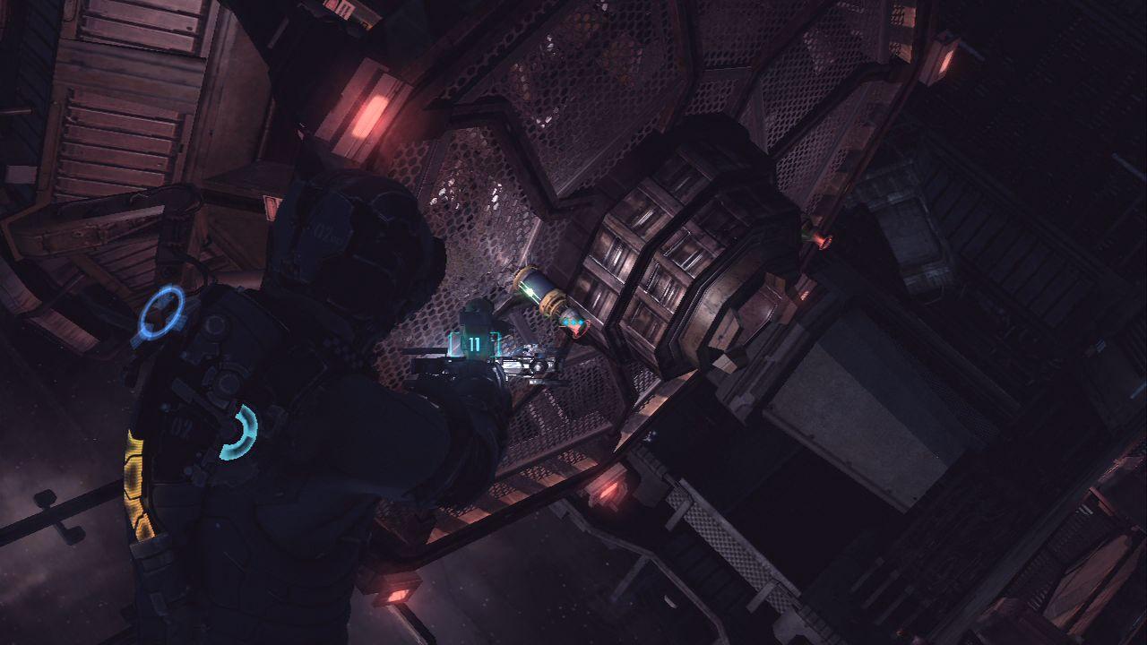 [14/01/2011] Dead Space 2 Lösung: Schießen Sie auf die Turbinen unter dem Fahrstuhl, um ihn in die richtige Position zu bringen.
