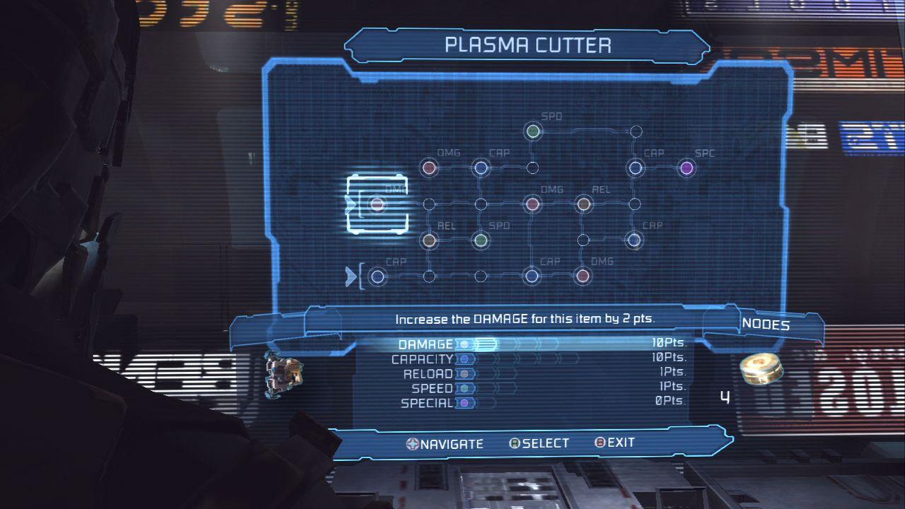 [14/01/2011] Dead Space 2 Lösung: Mit der Werkbank können Sie Ihre Waffen und Ihren RIG aufrüsten, wie Sie die seltenen Nodes aber einsetzen, sollte gut überlegt sein.