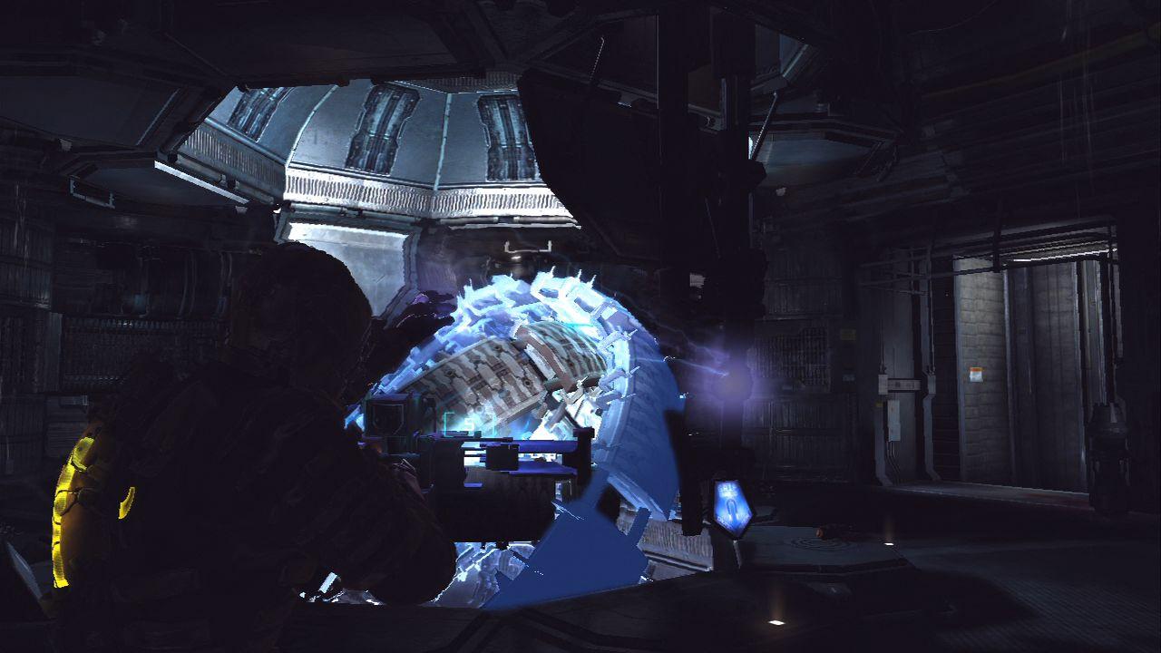 [14/01/2011] Dead Space 2 Lösung: Sie müssen schnell alle Platten von der Decke ziehen, setzten Sie dafür die Stase bei den rotierenden Ringen ein, um es zu schaffen.