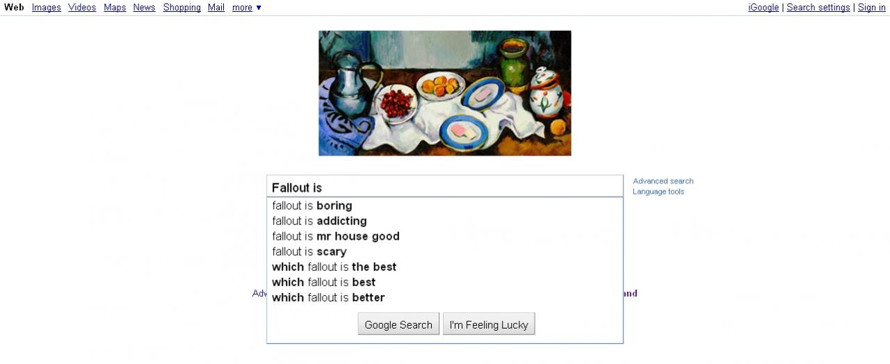[19/01/2011] Gibt man bei Google Games, Publisher oder die Namen einiger Charaktere ein, erhält man zum Teil die abstrusesten Vorschläge. Hier eine Auswahl. (11)