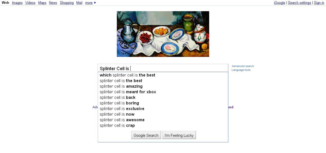 [19/01/2011] Gibt man bei Google Games, Publisher oder die Namen einiger Charaktere ein, erhält man zum Teil die abstrusesten Vorschläge. Hier eine Auswahl. (20)