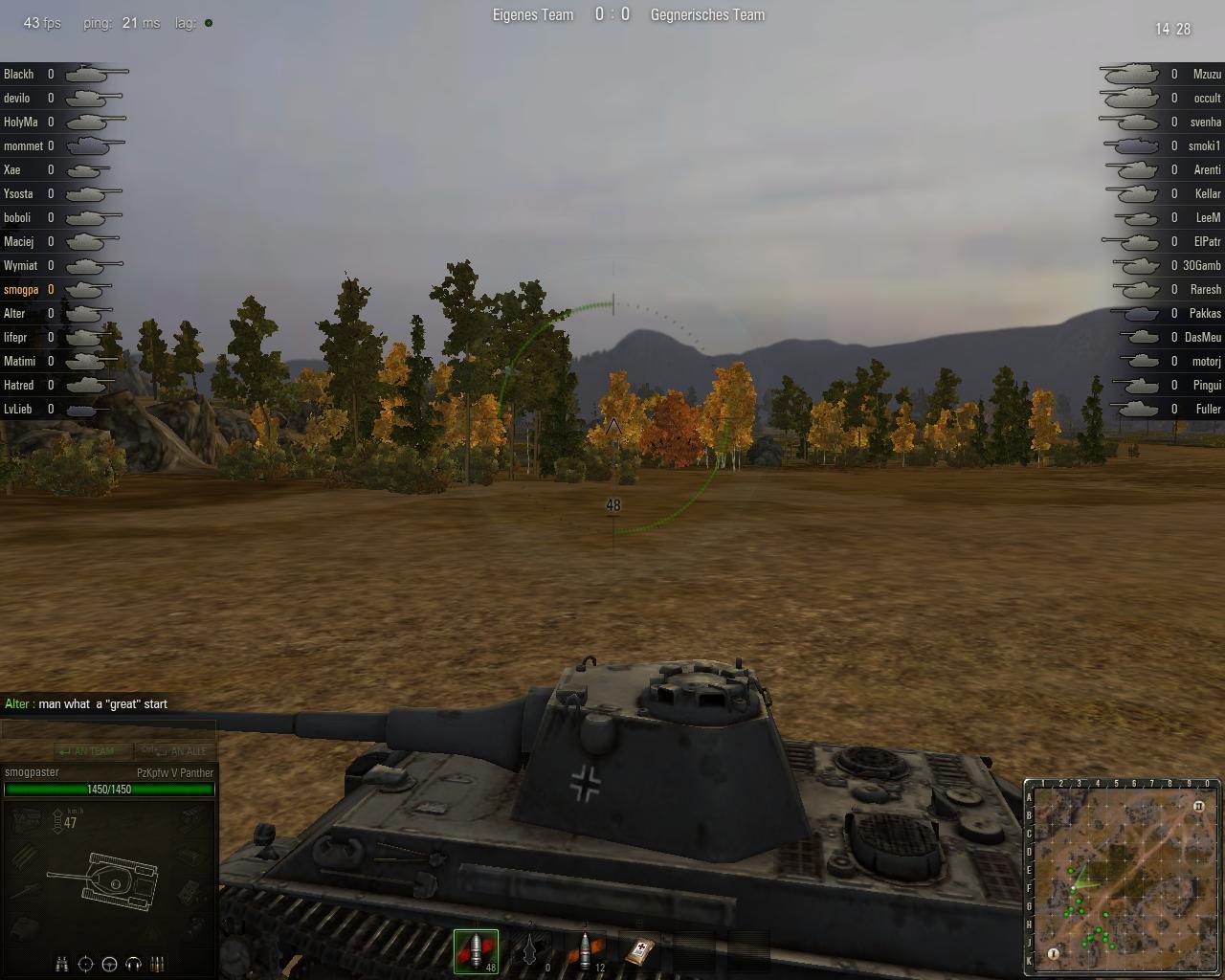 [24/01/2011] Auch viel Wald ist in World of Tanks zu finden. Steht man tief im Gehölz sehen einen die Feinde erst viel später.