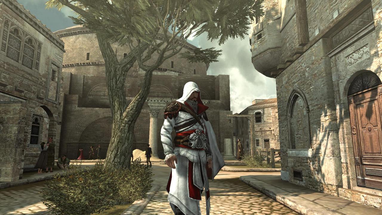 [18/02/2011] Neben den verwaschneren Texturen sind auch die Schatteneffekte und Charaktermodelle schlechter. Im Bild: Assassin's Creed: Brotherhood mit minimal Grafikeinstellungen 