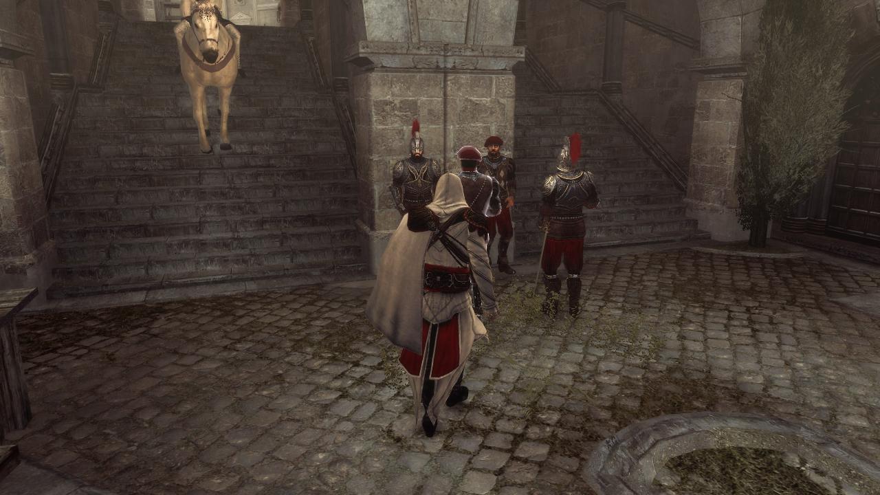 [21/02/2011] Sowohl in der Xbox 360-Version als auch auf dem PC sind diese Wachen keine Gegner für Ezio. Im Bild: PC-Version