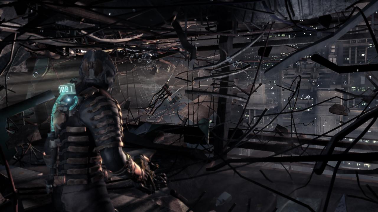 [09/02/2011] Im ersten Kapitel von Dead Space 2 kommt man in diesen Raum. Die Scheiben sind zerstört, Vakuum macht sich breit. Wasser entweicht den zerstörten Rohren und schwebt durch den Raum: ein absoluter Wow-Moment in 1280 x 720.