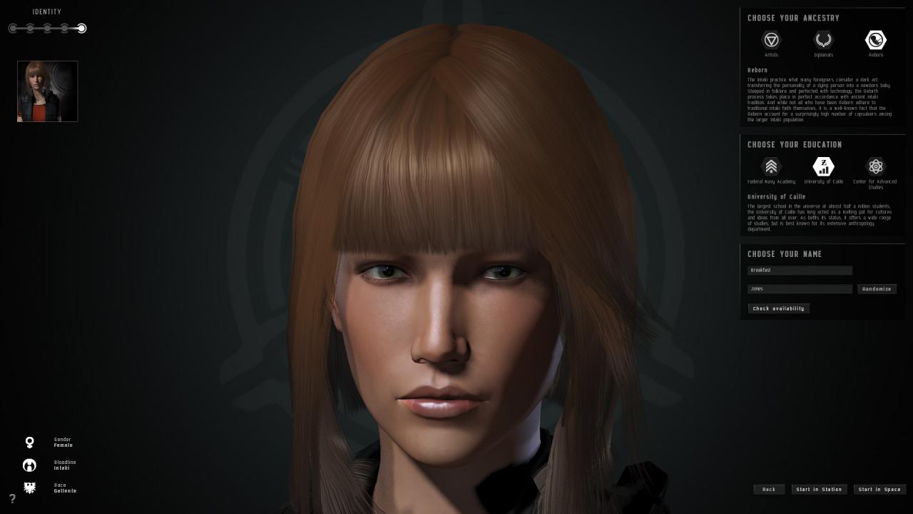 [09/02/2011] Der Charakter-Editor von Eve Online ermöglicht eindrucksvolle Eigenkreationen wie diese hübsch anzusehende Brünette. Die Auflösung: 1920 x 1080.