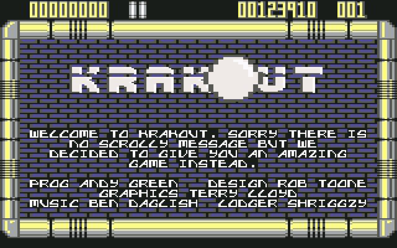 [10/02/2011] Krakout 1987 Startbildschirm