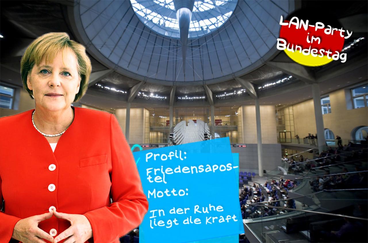 [23/02/2011] Angela Merkel (CDU) - Harmoniebedürftig und ausgesprochen diplomatisch: So präsentiert sich die Kanzlerin auf der Bundestags-LAN. In den diversen Partien Counter-Strike lässt sie es ruhig angehen - und landet damit häufig auf den hinteren Plätzen.