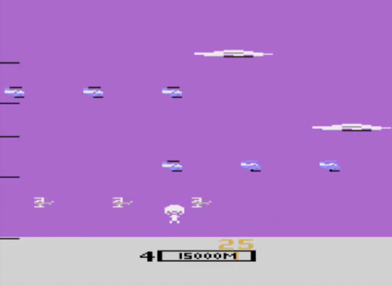 [24/02/2011] Das gute alte Parachute wurde von Homevision 1983 für Atari 2600 veröffentlicht. Der Spieler schlüpft in die Rolle eines Fallschirmspringers. Um sicher auf den Boden zu landen, muss man beispielsweise Flugzeugen, Helikoptern, Vögeln oder Heißluftballons ausweichen.