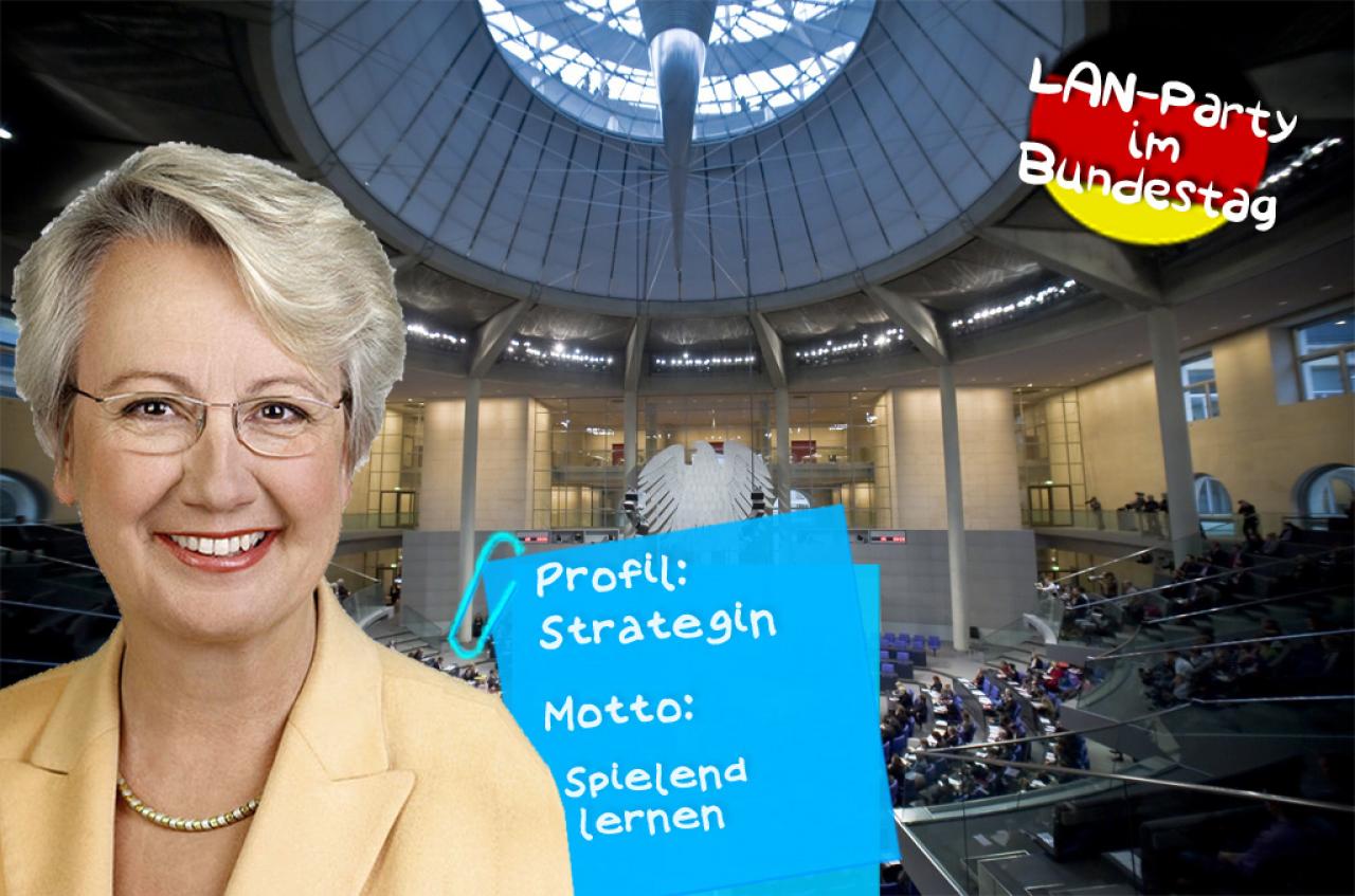 [23/02/2011] Annette Schavan (CDU) - Als Bundesministerin für Bildung und Forschung liegt Frau Schavan die Vermittlung von Lerninhalten bei Games am Herzen. Deshalb ist ihr Favorit Dead Space 2. Damit kann man sich offensichtlich gut auf den Metzgerberuf vorbereiten.
