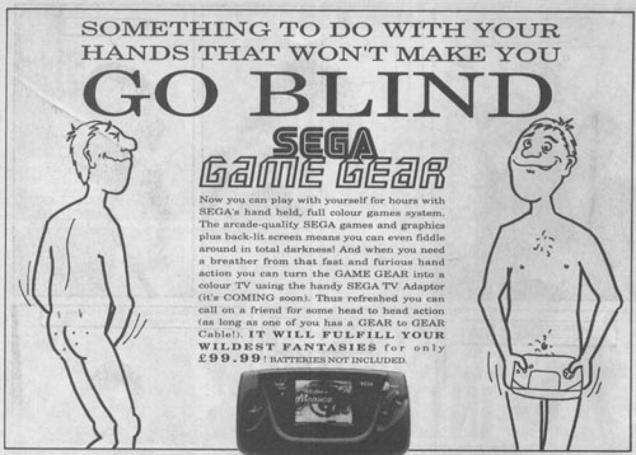 [03/02/2011] Sega warb für den Game gear - offensiv und mit primären männlichen Geschlechtsteilen.
