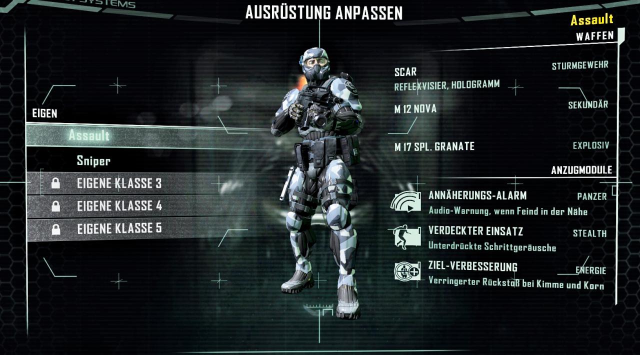 [30/03/2011] Die Ausrüstung eures Charakters spaltet sich in zwei Hauptbereiche auf: Waffen und Nanosuit.