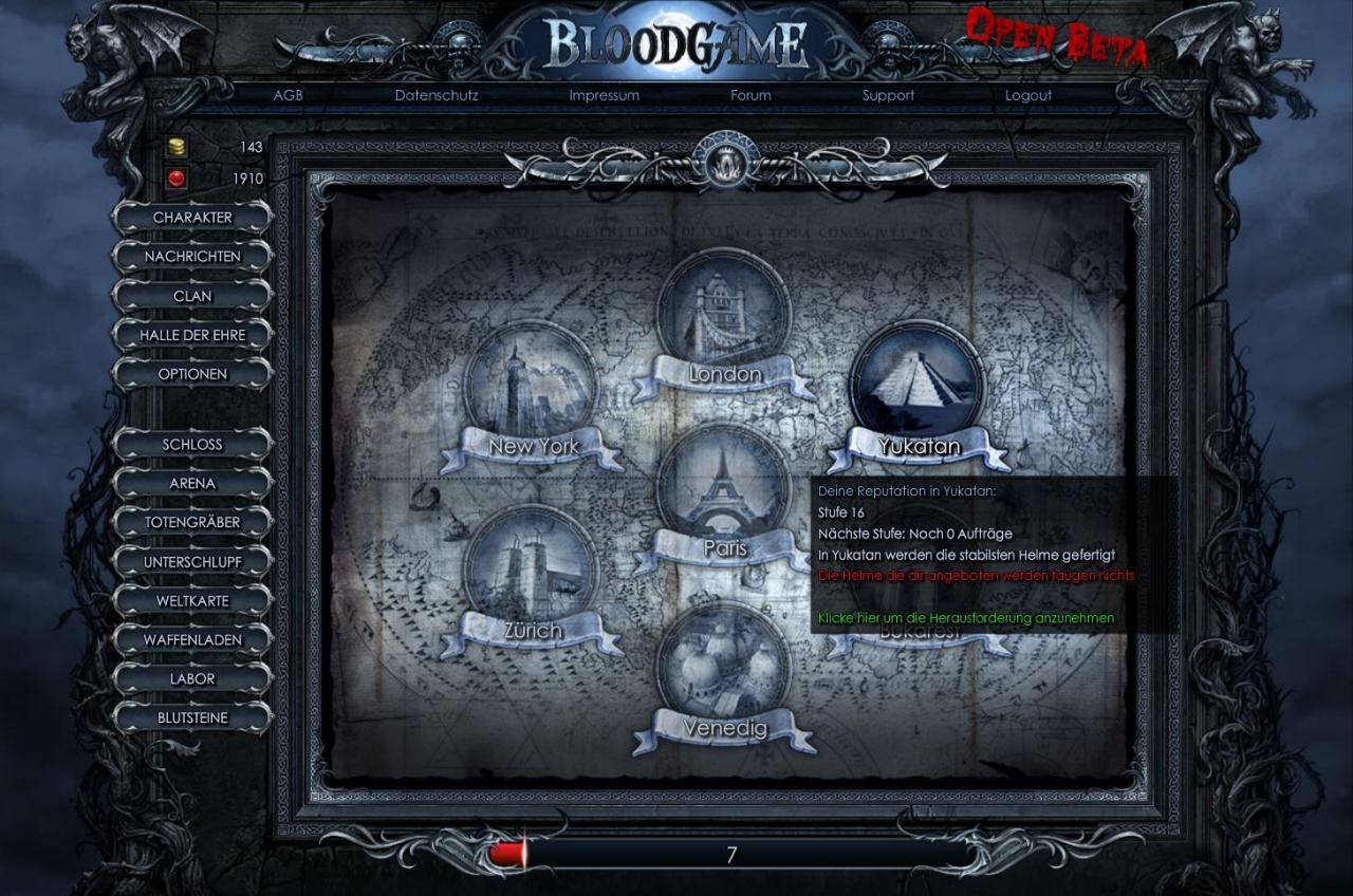 [25/03/2011] Bloodgame: Auf der Weltkarte schalten sich nach und nach besondere Missionen frei.