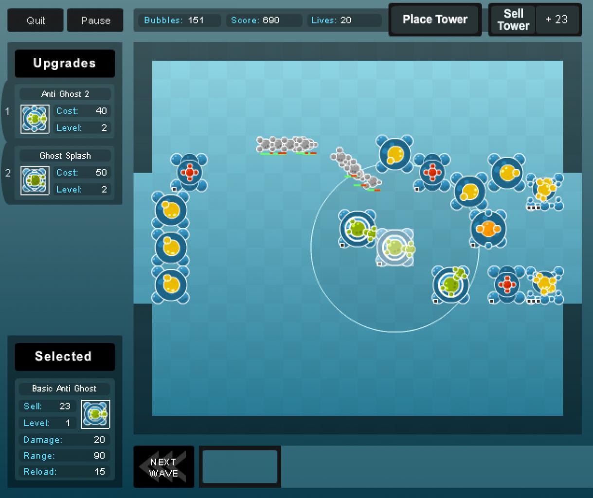 [21/03/2011] Platz 11: Bubble Tanks Tower Defense - Ein klassisches Maze-Tower-Defense-Game, bei dem die Route der herannahenden Feinde (Creeps) nicht festgelegt ist. Dies fügt dem Spiel eine weitere taktische Komponente hinzu.