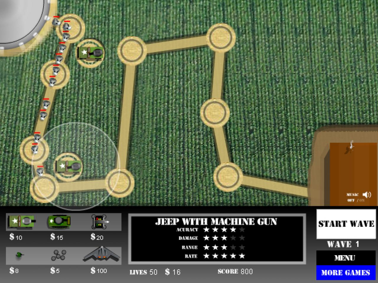 [21/03/2011] Platz 15: Crop Circles - Beim Schlusslicht in unserem Ranking legen Sie die Route der feindlichen Alieneinheiten selbst fest und verhindern den Ansturm auf Ihre Basis mit Hilfe von Panzern und Armeegeschützen.