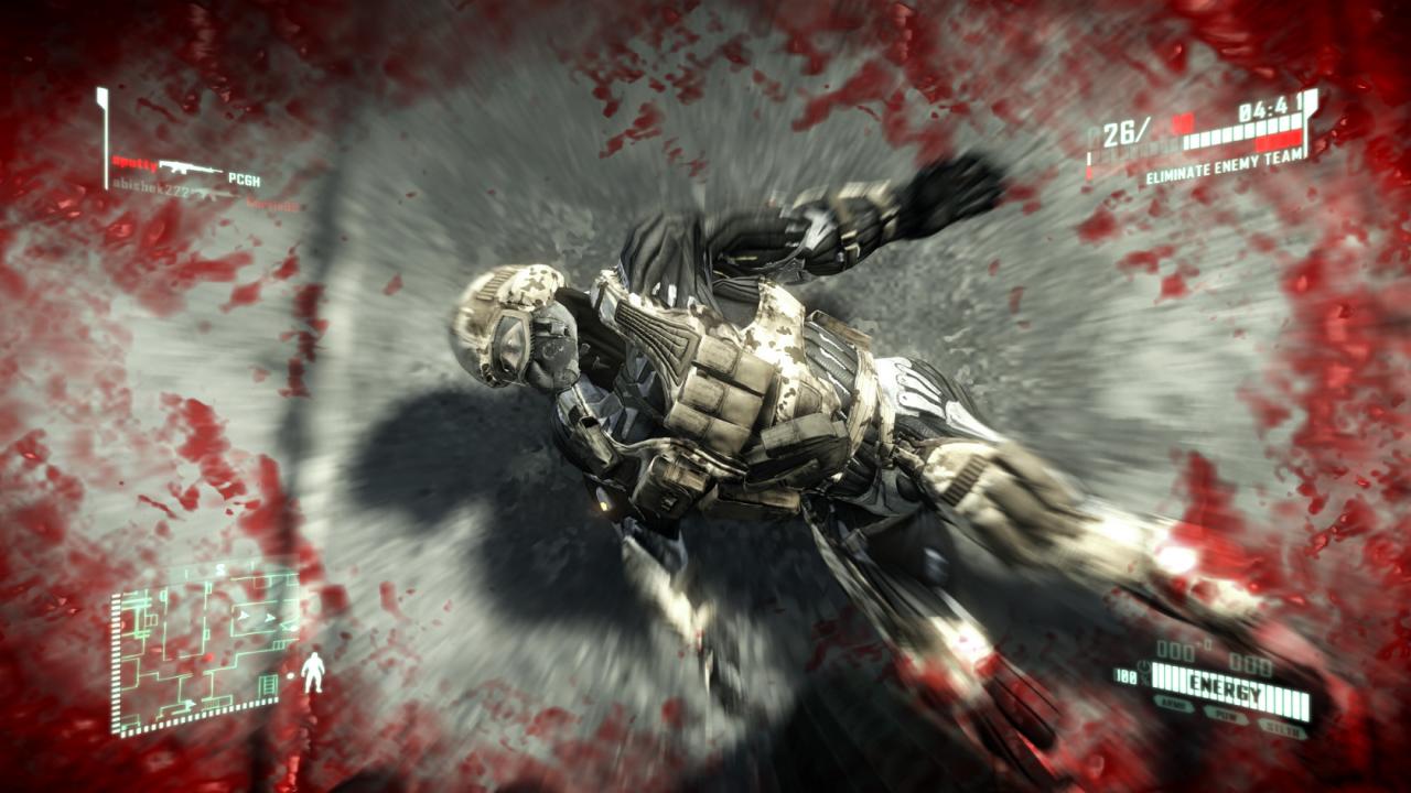 [02/03/2011] Bei Crysis 2 (Multiplayermodus) muss man ordentlich Treffer wegstecken, schließlich laufen alle mit einem Nanosuit herum. Ein Blut-Bildschirm in Verbindung mit Tunnelblick ist an Realismus wohl kaum mehr zu überbieten. ;-)