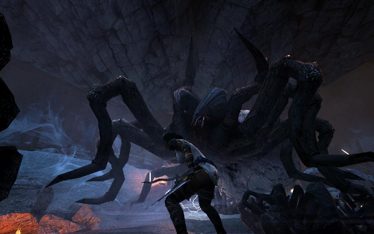 [07/03/2011] Dragon Age 2: Zwischenbosse wie diese riesige Spinne heben sich wohltuend von den üblichen Gegnermassen ab.
