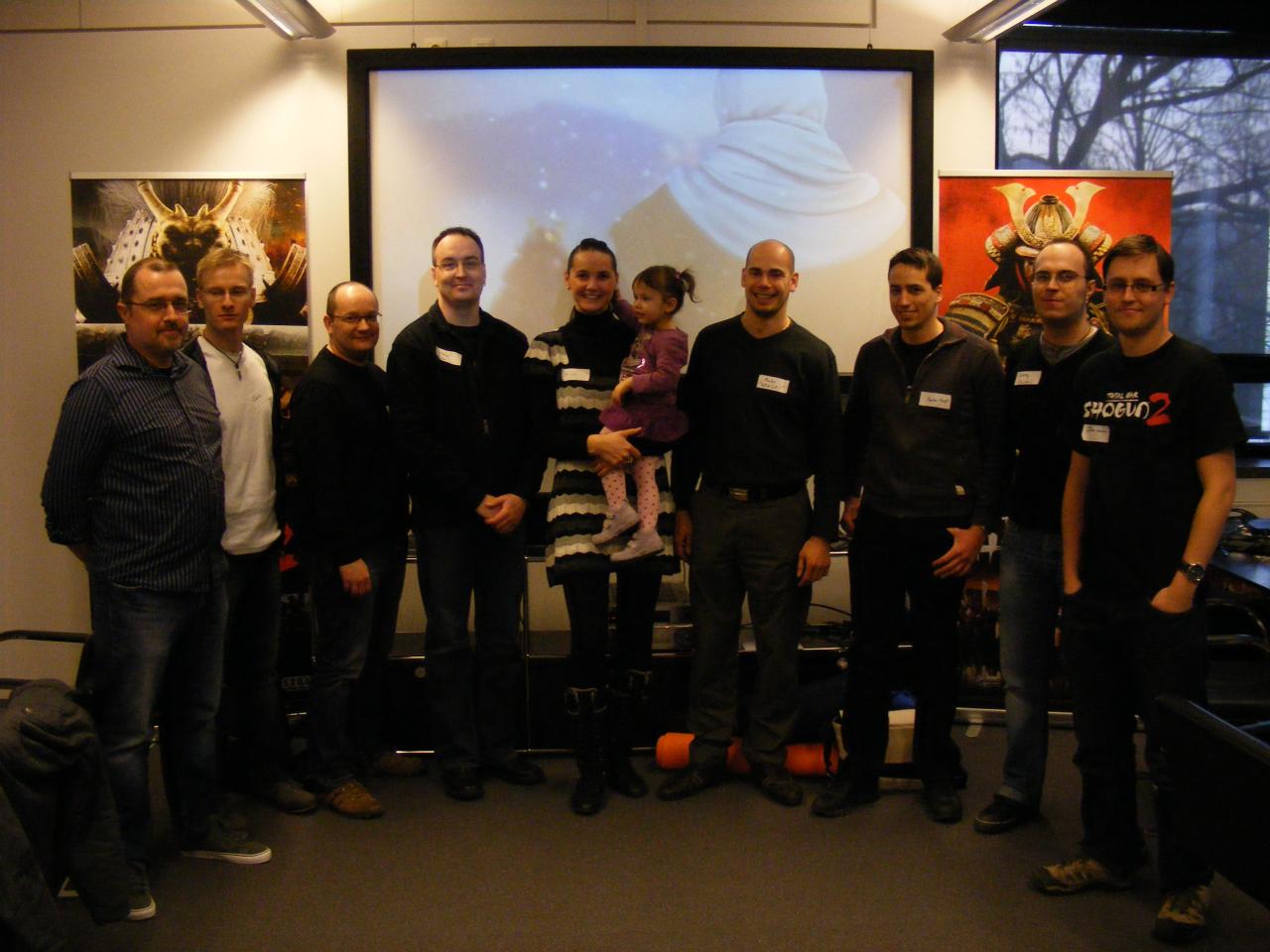 [12/03/2011] SEGAs Community Event zu Shogun 2: Jamie Ferguson, Lead Designer von Creative Assembly (1. von links), Frank R, PCG-Teilnehmer (3. von links), Martin Falcke, PCG-Teilnehmer (3. von rechts) und Craig Laycock, CA Community Manager (1. von rechts)