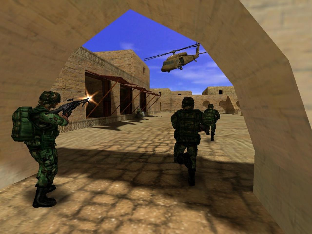 [17/03/2011] Das ist ein früher Screenshot zu Team Fortress 2 von 1998. Dieses und das folgende Bild dienten dem 16-jährigen David Johnsten unter anderem als Inspiration für das Design von de_dust.