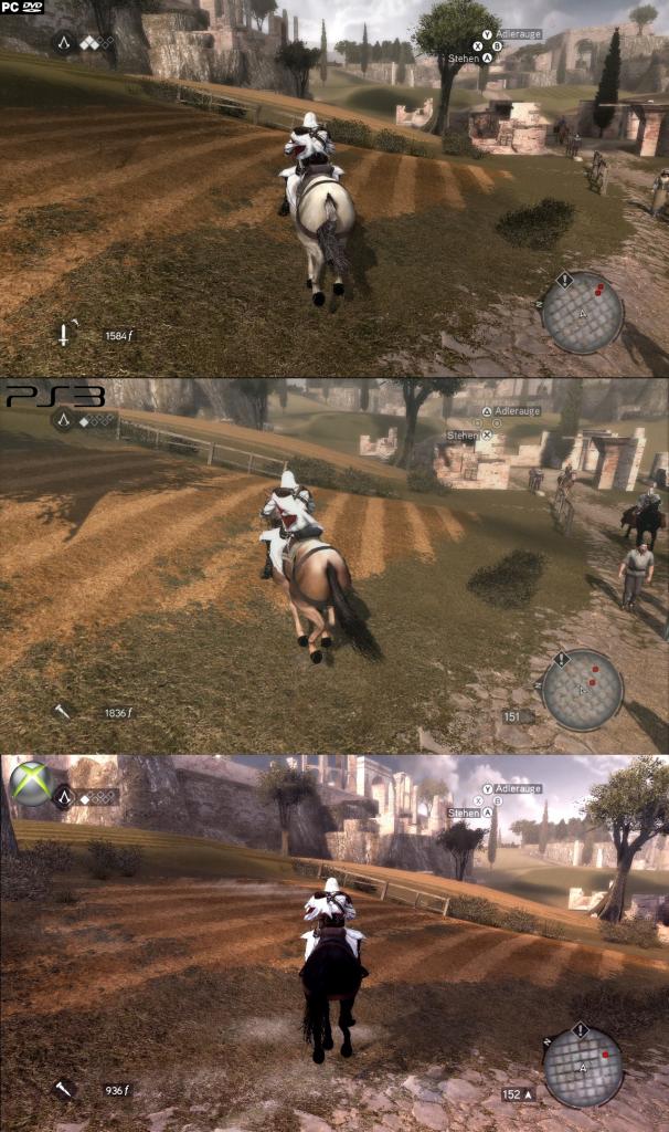 [16/03/2011] Assassin's Creed: Brotherhood - PC (oben) gegen PS3 (Mitte) und Xbox 360 (unten) im Grafikvergleich. (2)