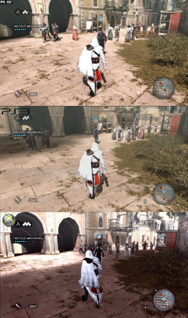 [16/03/2011] Assassin's Creed: Brotherhood - PC (oben) gegen PS3 (Mitte) und Xbox 360 (unten) im Grafikvergleich. (3)