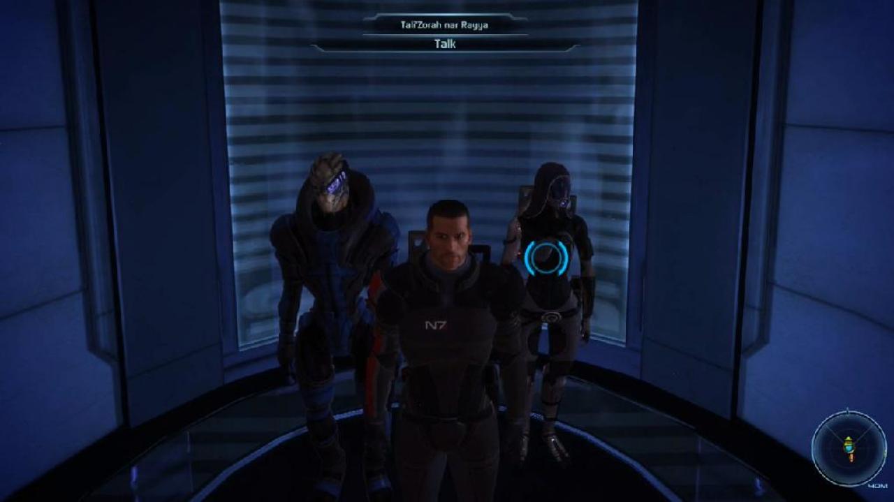 [06/04/2011] Der Fahrstuhl (Mass Effect) Die Fahrt mit dem Aufzug sollte die Ladezeiten im Hintergrund verschleiern, was dank der interessanten Gespräche zwischen den Charakteren ganz gut klappte. 