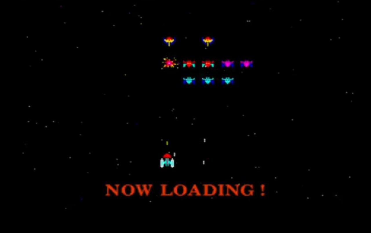 [07/04/2011] Galaxian (Ridge Racer Arcade) Namco integriert in die meisten ihrer Spiele coole Minigames, so auch in der Arcade-Ausgabe von Ridge Racer. Während den Ladezeiten konnte man sich im Shoot 'em Galaxian austoben. 