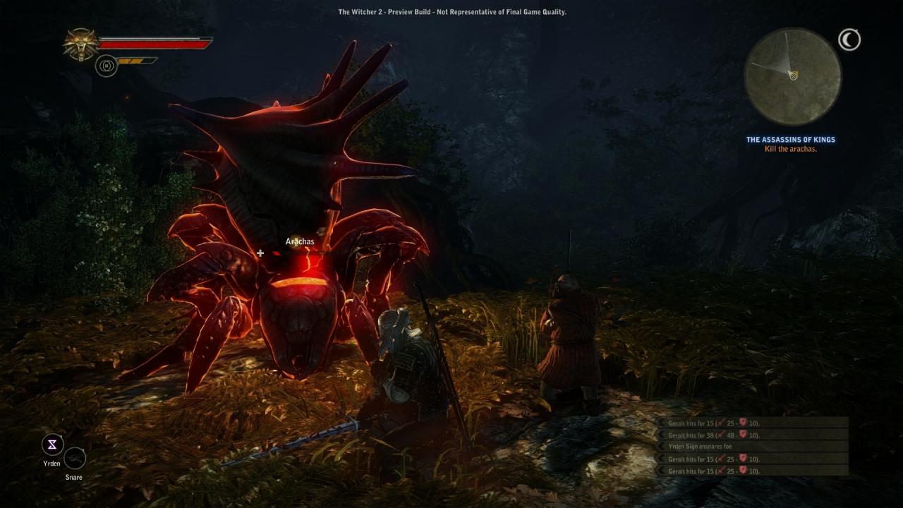 [15/04/2011] Um größere Monster zu besiegen, kann Geralt nicht nur seine Schwerter und Zauber einsetzen, sondern auch Sekundärwaffen wie Wurfmesser, Bomben oder Fallen.