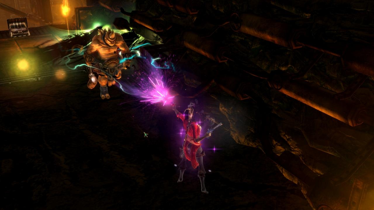 [17/06/2011] Dungeon Siege 3 im Test: Dieser fette Mops muss sich unserer Magie-Macht geschlagen geben.