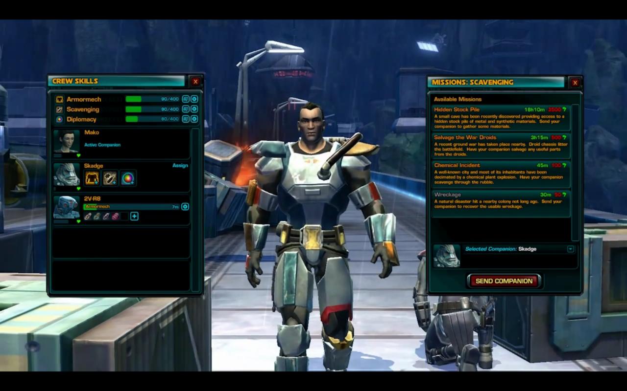 [08/07/2011] Es gibt drei verschiedene Arten von Crew Fähigkeiten in Star Wars: The Old Republic: Sammel-, Handwerks- und Missionsfähigkeiten. 
