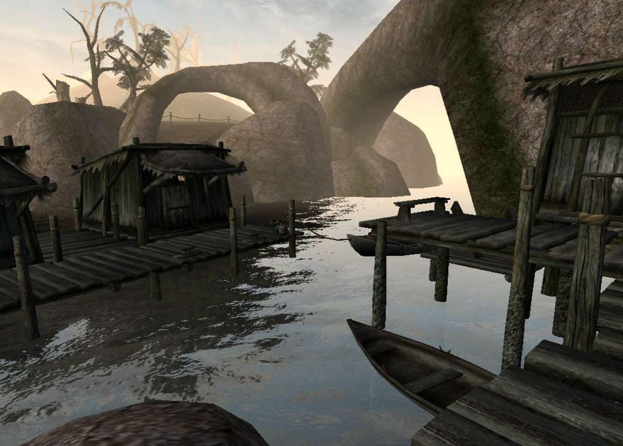 [16/08/2011] (2002) TES 3: Morrowind - Gigantische Pilze, schwebende Riesenquallen, wild zerklüftete Felsen: Bethesda schickte uns anno 2002 auf eine Reise durch eine bezauberende Fantasywelt. Besonders angetan waren wir von der Simulation des Wassers. Morrowind setzte als eines der ersten Games auf Microsofts Grafikschnittstelle DirectX 8.
