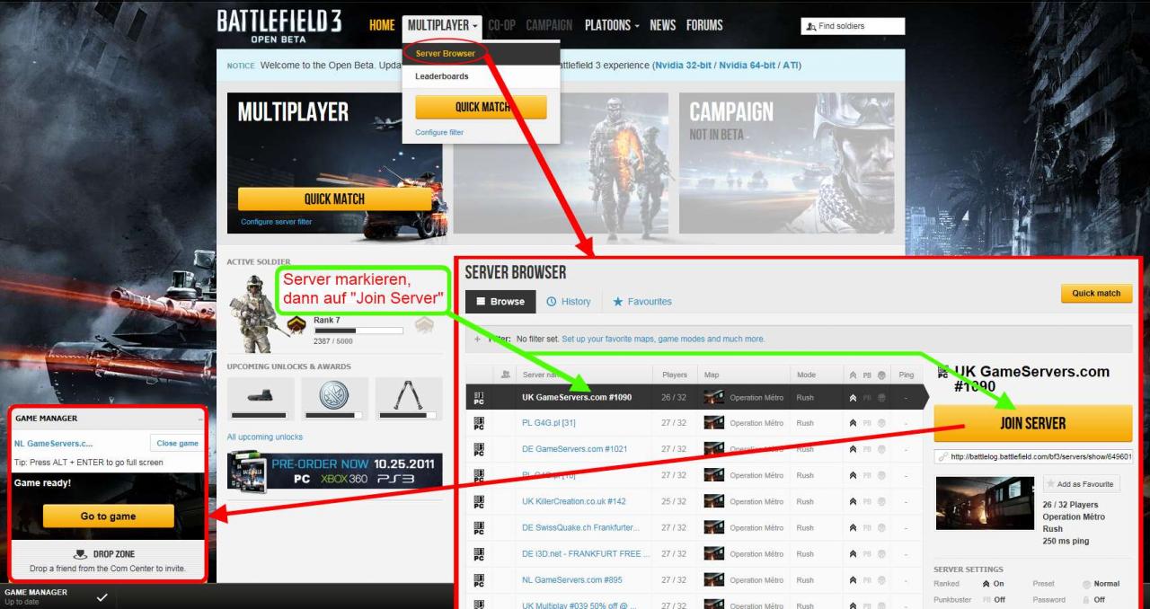[30/09/2011] Spielstart und Serversuche per Internetbrowser