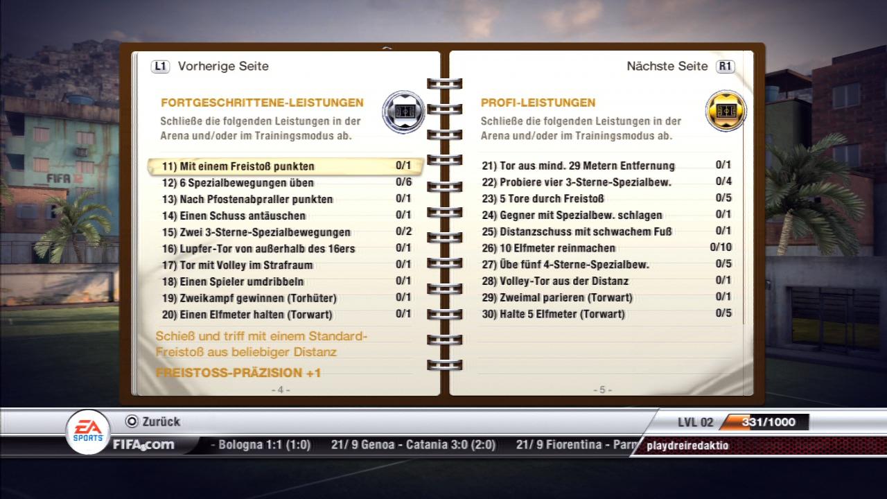 [29/09/2011] FIFA 12 - Die Leistungen - Virtual Pro - Die Arena - Fortgeschritten und Profi - Die Torhüter-Boni könnt ihr zunächst ignorieren