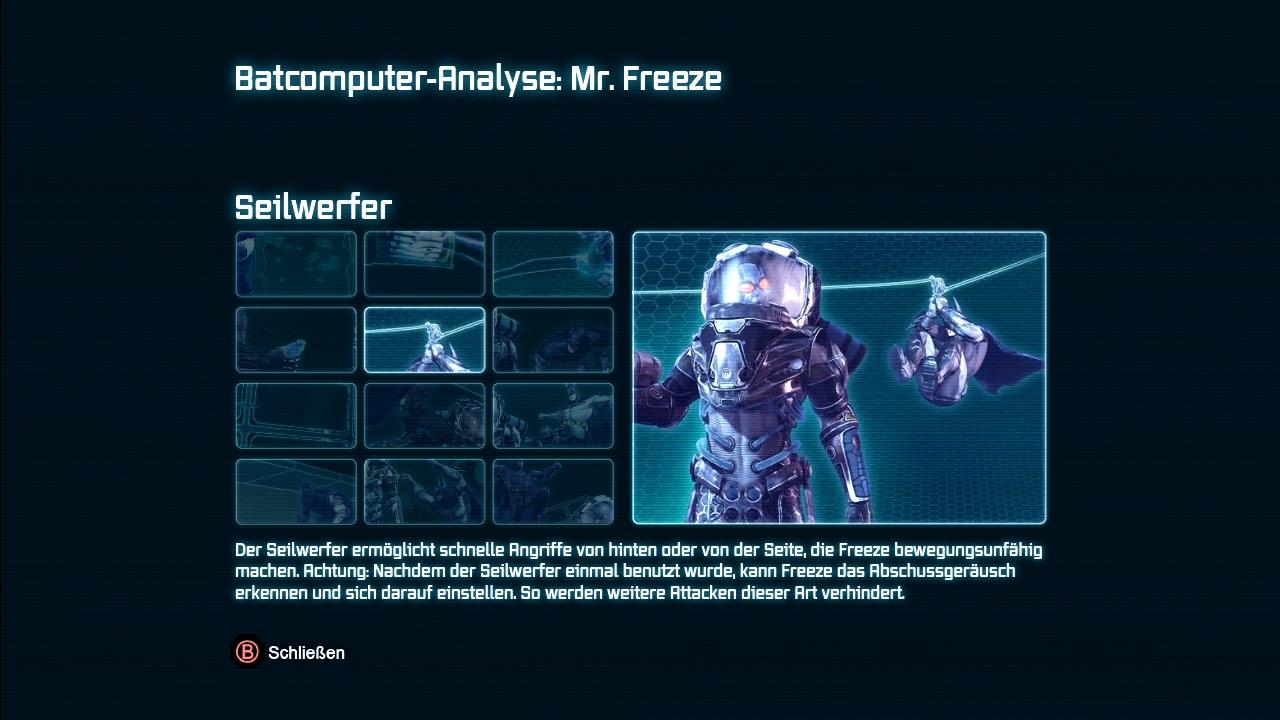 [26/10/2011] Wenn wir uns im Kampf Zeit lassen, gibt uns das Spiel noch nützliche Tipps zum Ausschalten von Mr. Freeze.