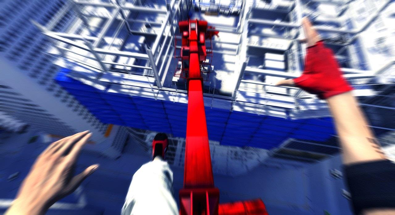 [11/10/2011] Mirror's Edge - Parcours über den Dächern der Stadt ist nichts für schwache Nerven, auch virtuell. Wir hingegen freuen uns schon auf Oculus Rift, stellen zur Sicherheit aber einen Eimer daneben.
