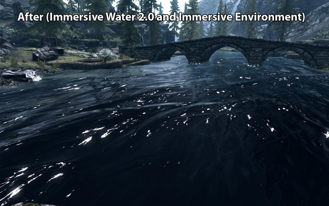 [29/11/2011] Immersive Water 2.0 und Immersive Environment in Kombination. Das Wasser von Skyrim sieht so deutlich realistischer aus.