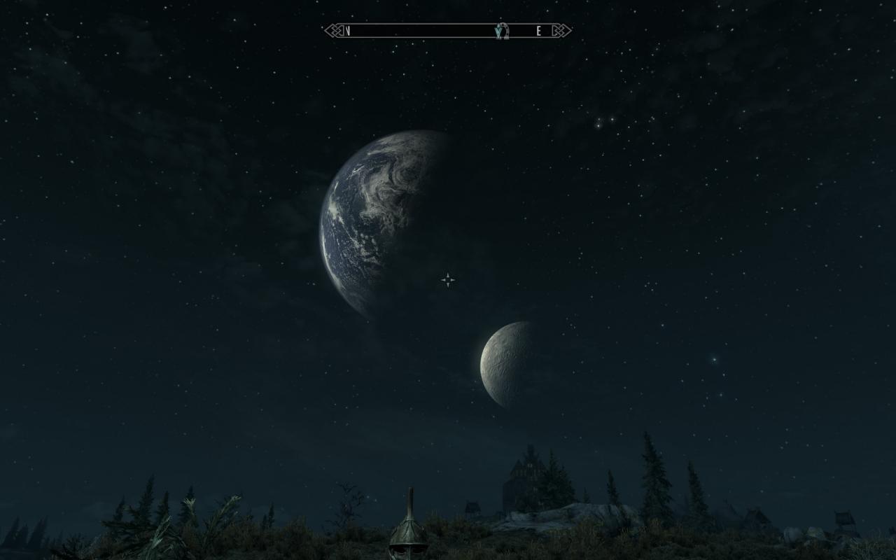 [24/11/2011] Erde statt Mond. Mit dieser Mod für Skyrim wird der Himmel etwas farbenfroher.