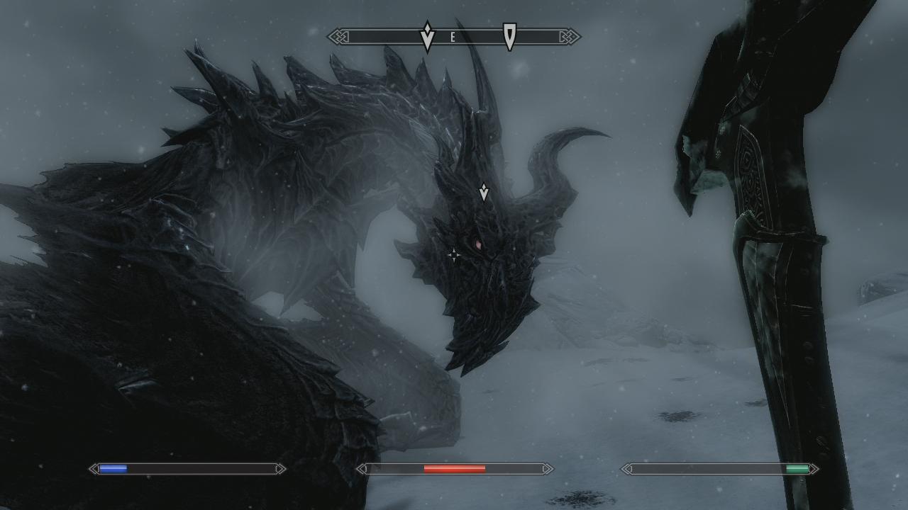 [10/11/2011] Die Rückkehr der Drachen bestimmt die Geschichte in Skyrim, die etwa 200 Jahre nach den Ereignissen von Oblivion beginnt. - Bild stammt aus der Xbox 360-Version von The Elder Scrolls 5: Skyrim.