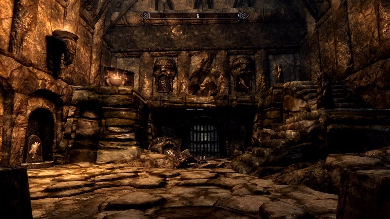 [10/11/2011] Im Gegensatz zu Oblivion wurden alle Dungeons in Skyrim von Hand designt, und das merkt man auch - die Kerker, Gräber und Höhlen hinterlassen einen guten Eindruck. - Bild stammt aus der Xbox 360-Version von The Elder Scrolls 5: Skyrim.