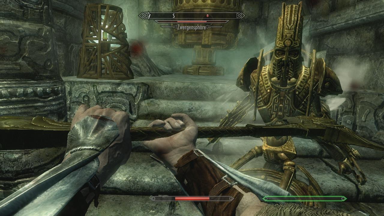 [10/11/2011] Auch Zwergenruinen kann der Spieler in Skyrim erforschen. Die Dungeons sind zwar grundsätzlich zu lang und weitläufig, bestechen aber durch ihr gutes Design. - Bild stammt aus der Xbox 360-Version von The Elder Scrolls 5: Skyrim.